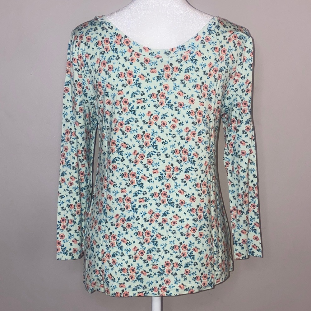 Loft Sleep Floral Henley Three-Quarter Sleeve Top - Picture 6 of 12